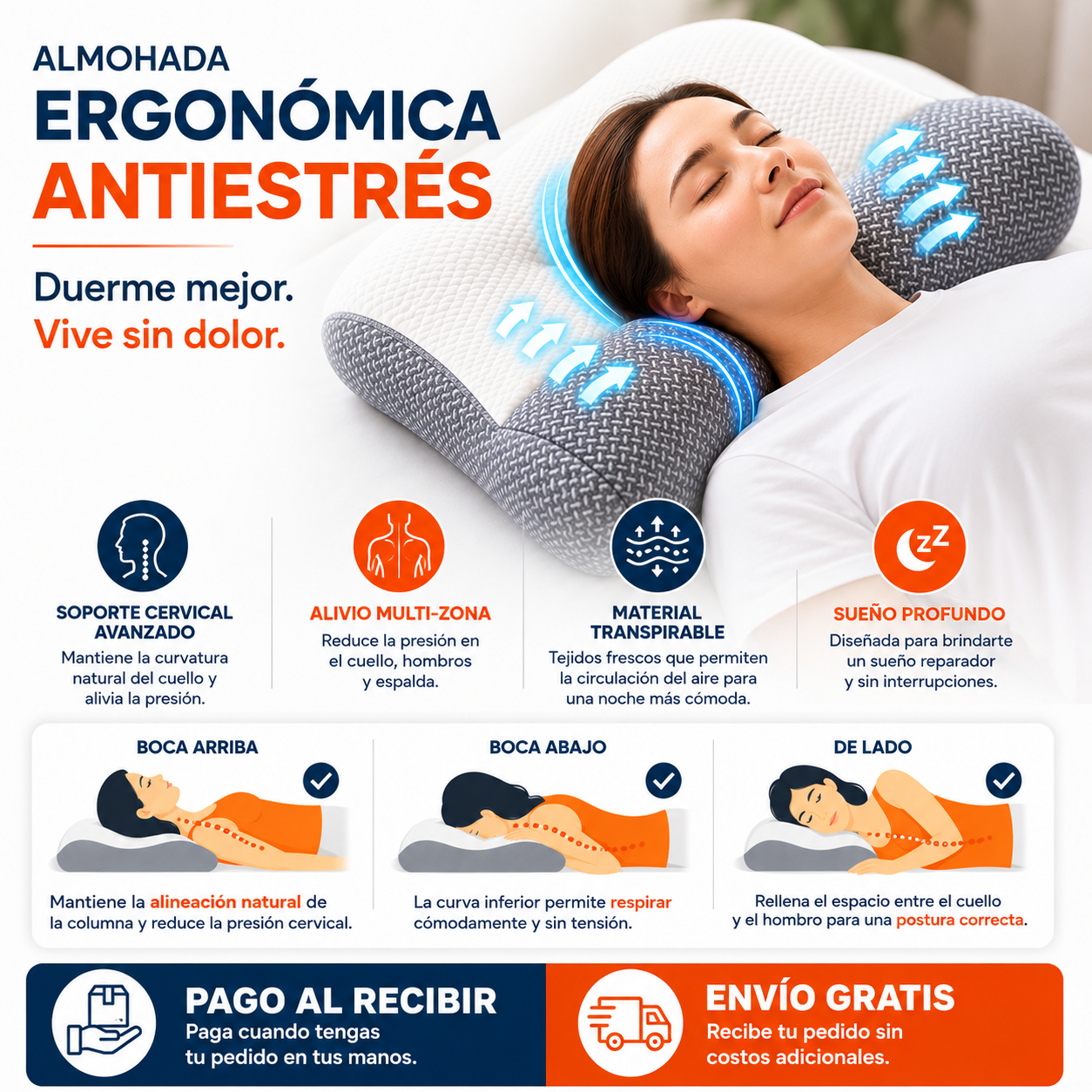 Almohada ergonómica antiestré OrthoCloud™